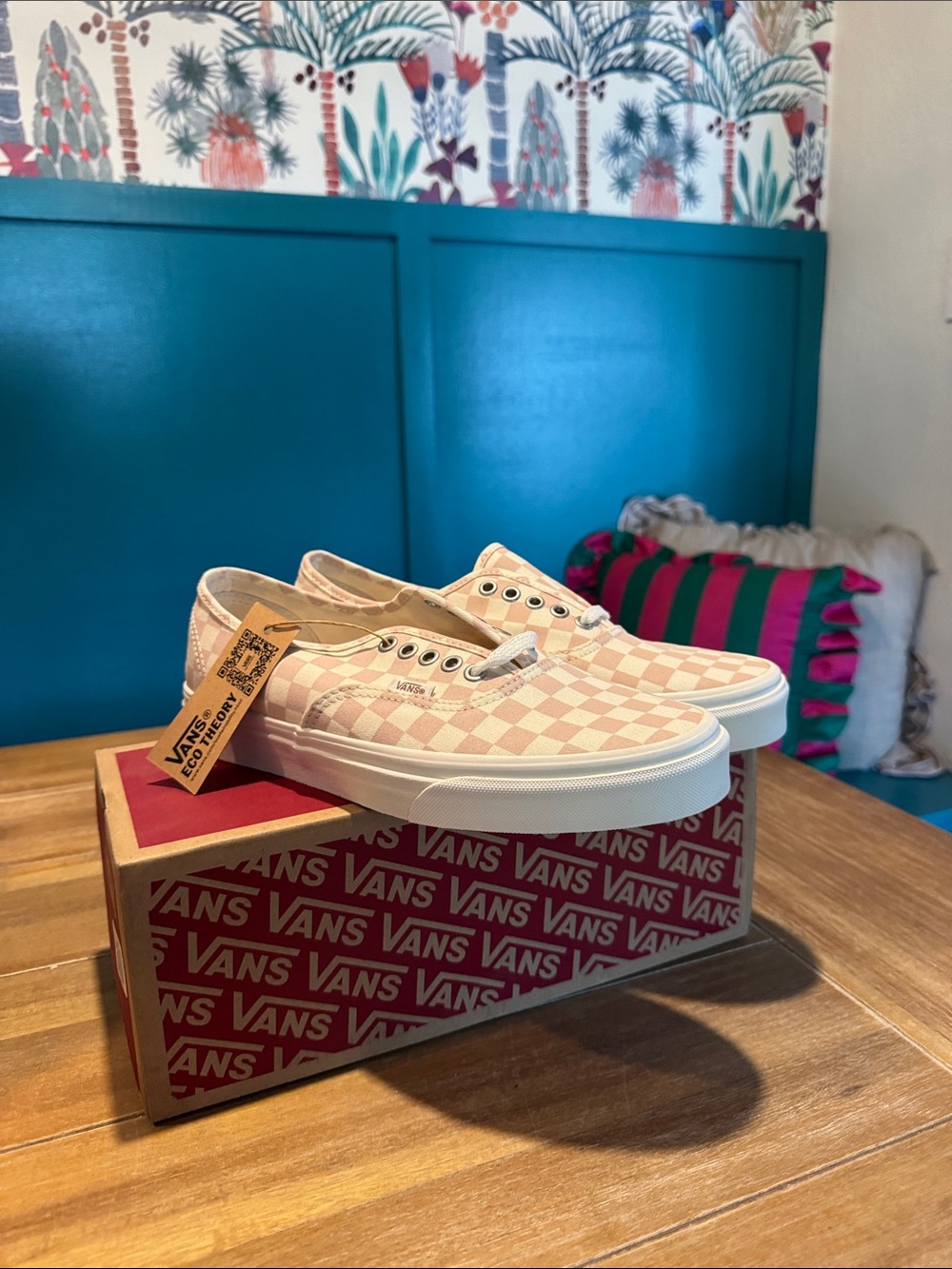 Vans Pink and White Checkerboard Sneakers